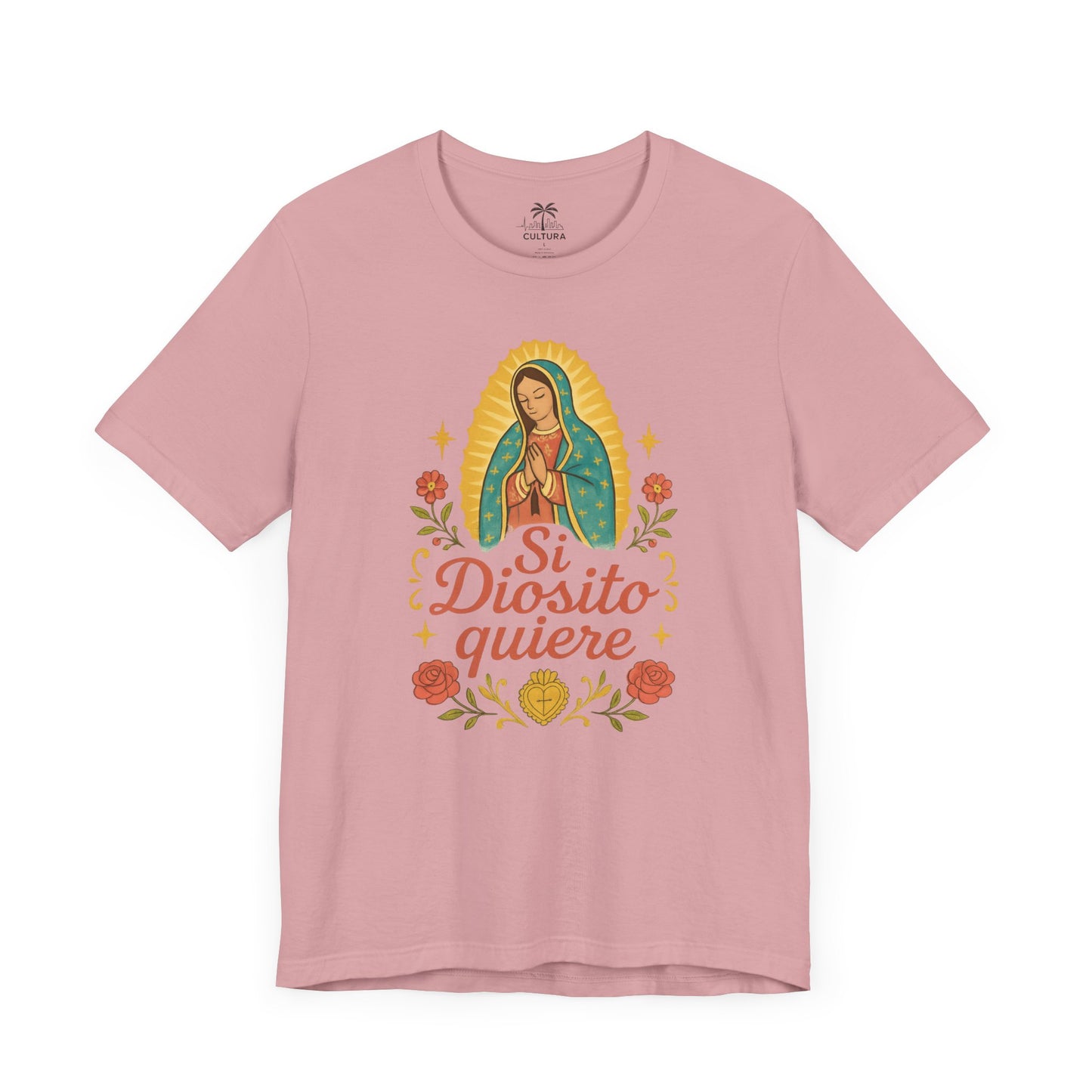 Religious Floral Tee, Si Diosito Quiere Shirt, Unisex Faith T-Shirt, Spiritual Gift, Everyday Casual Wear